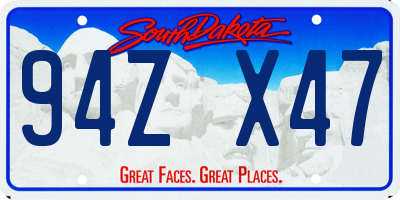 SD license plate 94ZX47