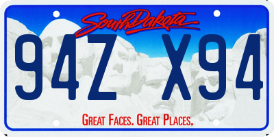 SD license plate 94ZX94