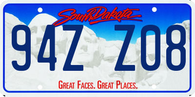 SD license plate 94ZZ08
