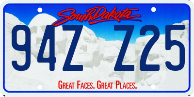 SD license plate 94ZZ25