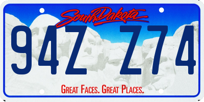 SD license plate 94ZZ74