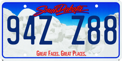 SD license plate 94ZZ88
