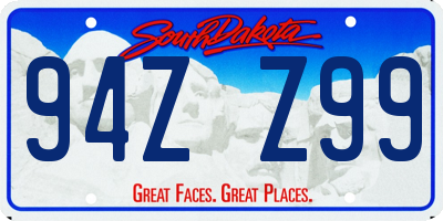 SD license plate 94ZZ99