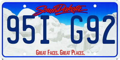 SD license plate 95IG92