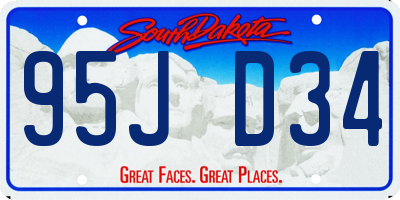 SD license plate 95JD34