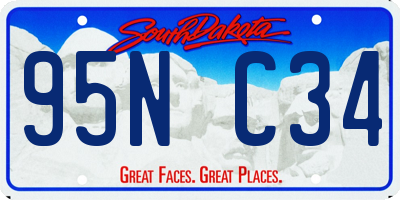 SD license plate 95NC34