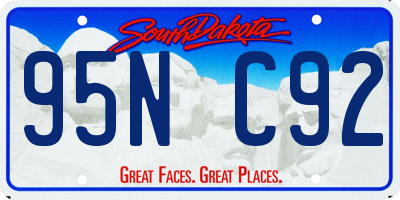 SD license plate 95NC92