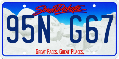 SD license plate 95NG67