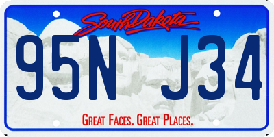 SD license plate 95NJ34