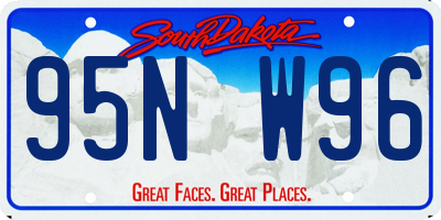 SD license plate 95NW96