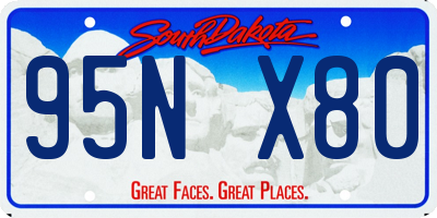 SD license plate 95NX80