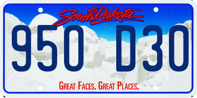 SD license plate 95OD30