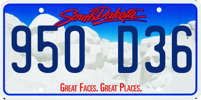 SD license plate 95OD36