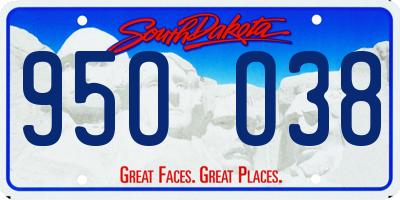 SD license plate 95OO38