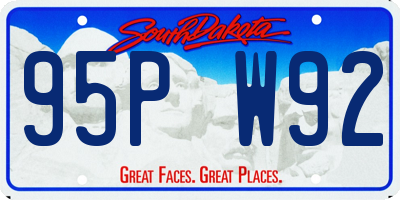SD license plate 95PW92
