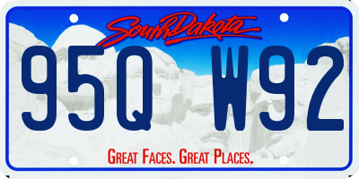 SD license plate 95QW92