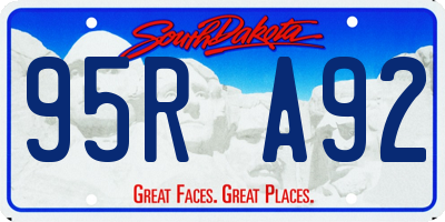 SD license plate 95RA92