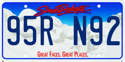 SD license plate 95RN92