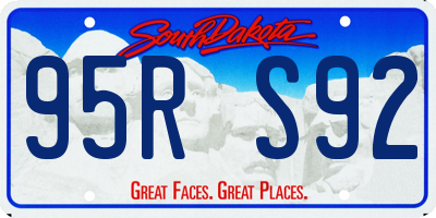 SD license plate 95RS92