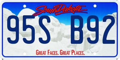 SD license plate 95SB92