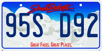SD license plate 95SD92
