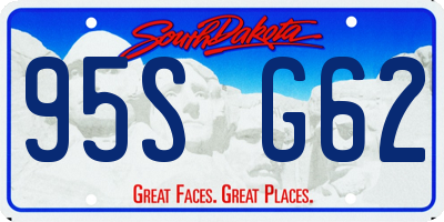 SD license plate 95SG62
