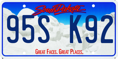 SD license plate 95SK92