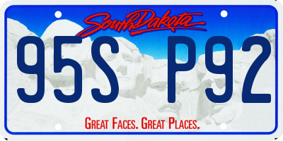 SD license plate 95SP92