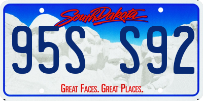 SD license plate 95SS92