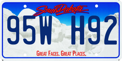 SD license plate 95WH92