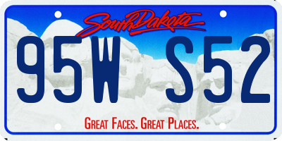 SD license plate 95WS52