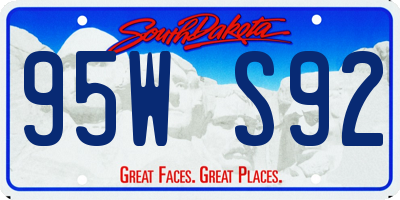 SD license plate 95WS92