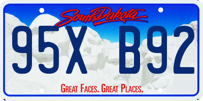 SD license plate 95XB92