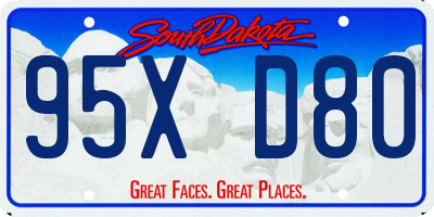 SD license plate 95XD80