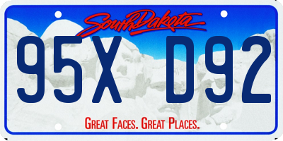 SD license plate 95XD92