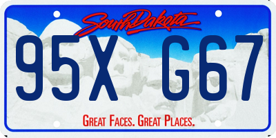 SD license plate 95XG67