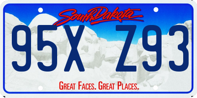 SD license plate 95XZ93
