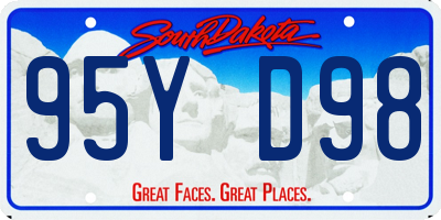 SD license plate 95YD98