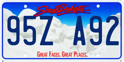 SD license plate 95ZA92