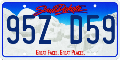 SD license plate 95ZD59