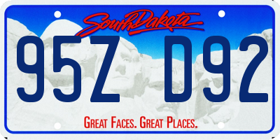 SD license plate 95ZD92