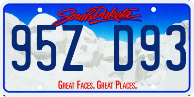 SD license plate 95ZD93