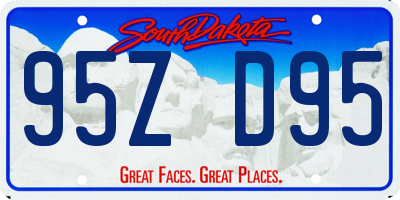 SD license plate 95ZD95