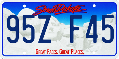 SD license plate 95ZF45
