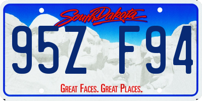SD license plate 95ZF94
