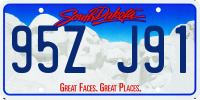 SD license plate 95ZJ91