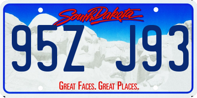 SD license plate 95ZJ93
