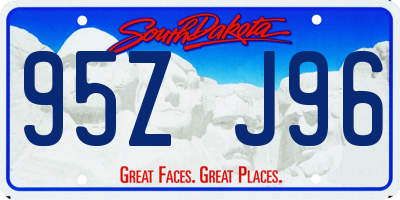 SD license plate 95ZJ96