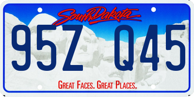 SD license plate 95ZQ45