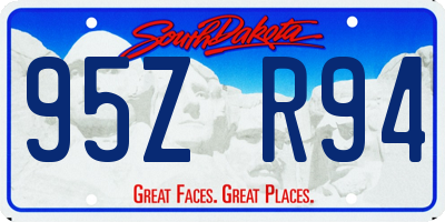 SD license plate 95ZR94